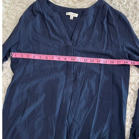 Alex & Lili Women's Size S Navy Hi-Low T Roll Tab Sleeve Shirt Dress #0271 - Picture 12 of 16